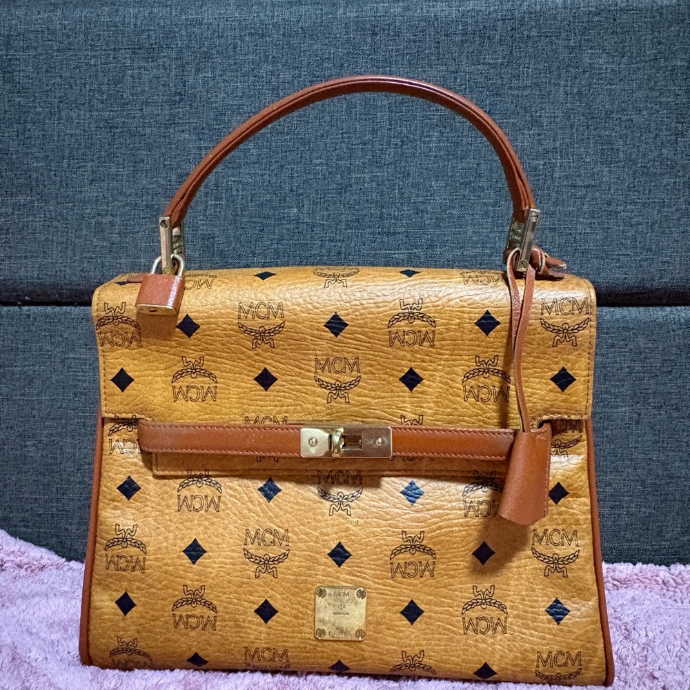 MCM Cognac Vintage Visetos Satchel